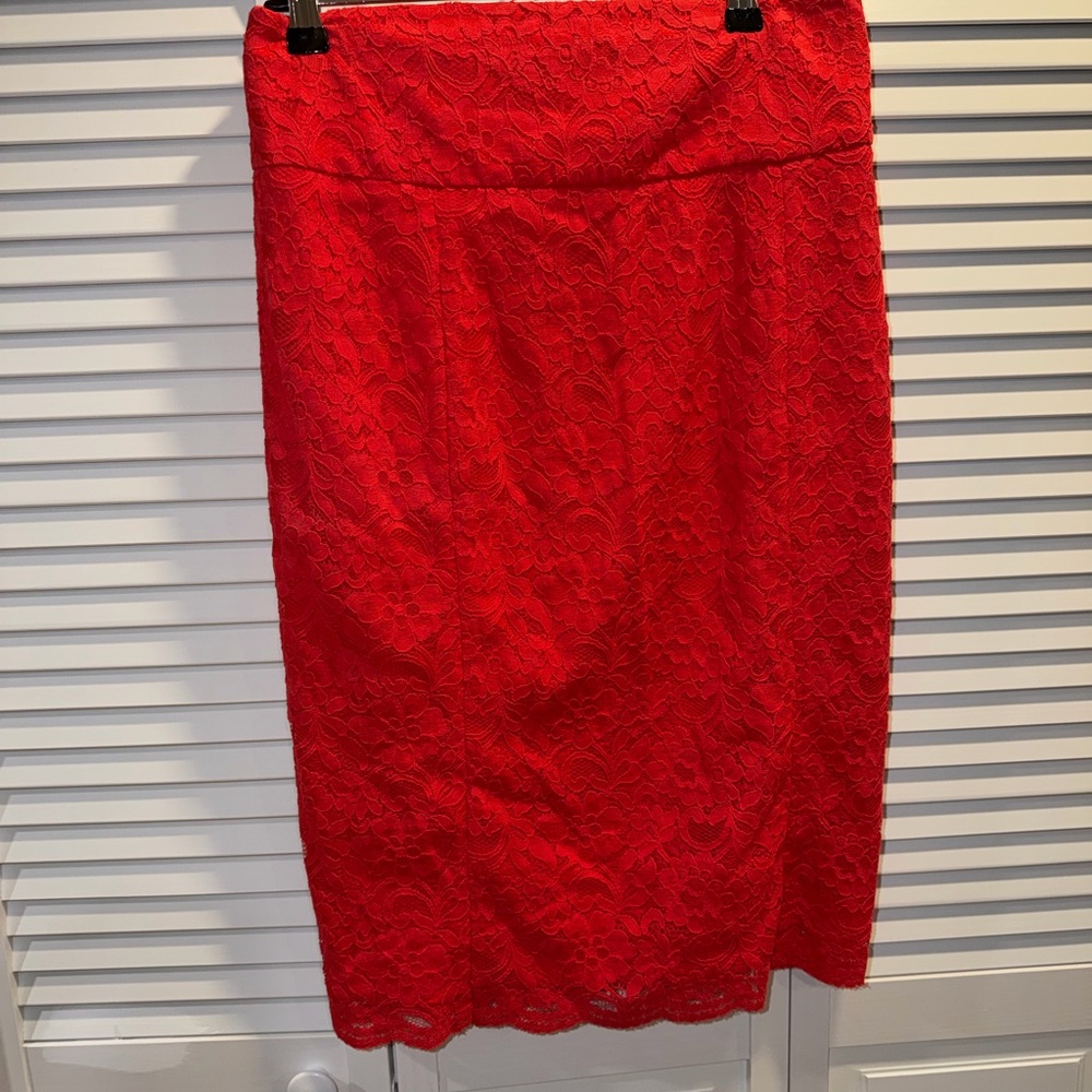 Express Vibrant Pink lace pencil skirt